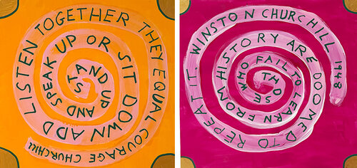 spiral written artwork by Elizabeth Sher