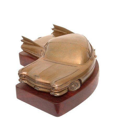 whimsical sculpture of a Cadillac