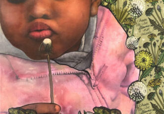 mixed media portrait of a child