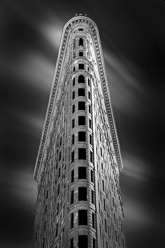 black and white photo of the Flatiron Building