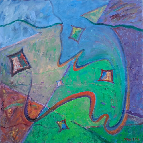 Kite themed colorful abstract painting