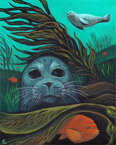 acrylic painting of a seal