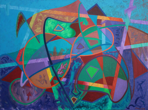 colorful swirling abstract painting