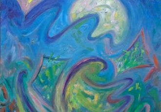 Moonlight themed abstract oil painting