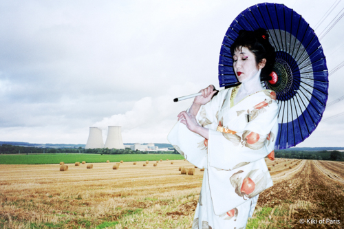 photograph of a geisha and electric plant