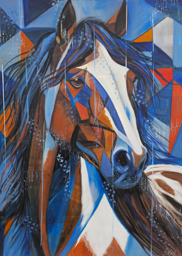 Striking painting of a horse