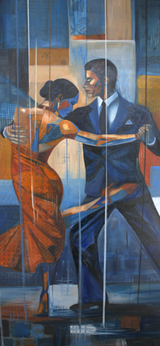 painting of tango dancers