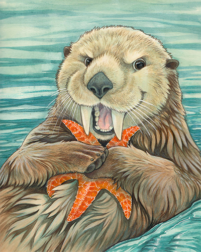painting of an otter and starfish