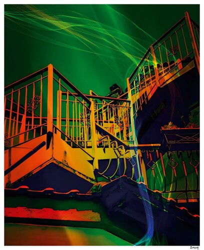 colorful abstracted image of a staircase