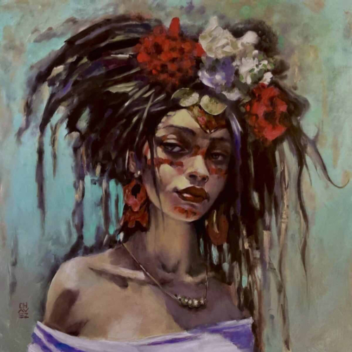 oil painting of an exotic woman