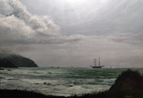 painting of a seascape with ships