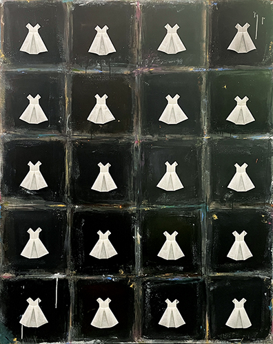 mixed media dress painting