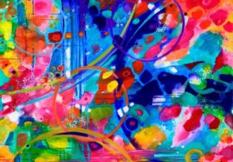 abstract painting with summer theme