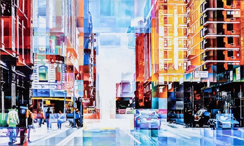 oil painting, urban scene