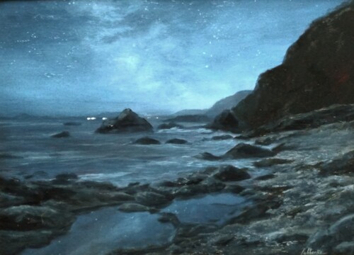 nightscape painting on aluminum