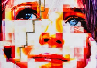 pixelated style painting of a child