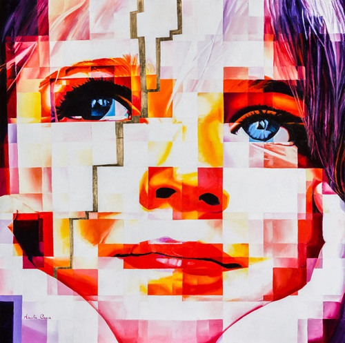 pixelated style painting of a child