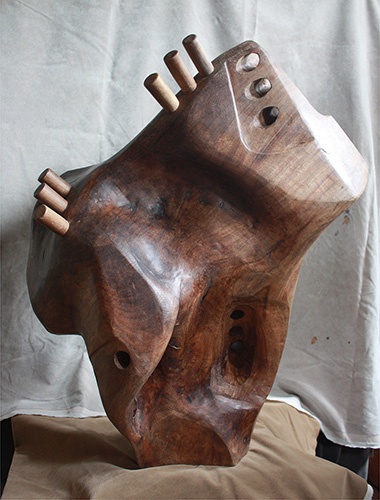 music themed walnut sculpture