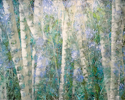 painting of birch trees