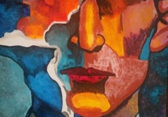 portrait of a man with torn edges