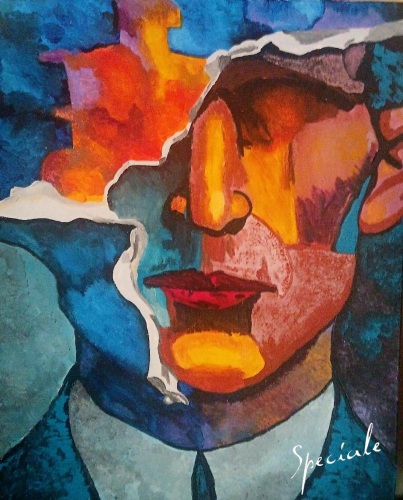 portrait of a man with torn edges