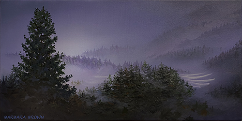 night landscape forest painting