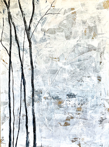 painting of trees in winter