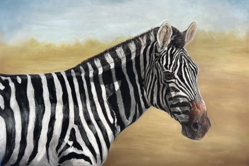 pastel painting of a zebra