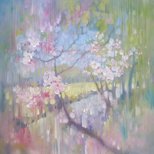 ethereal oil painting of a spring landscape